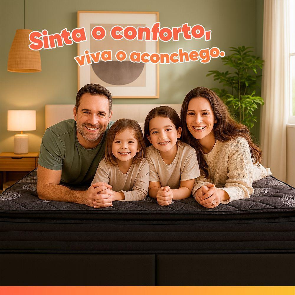 Cama Box Baú Lateral King Colchão Com Molas Ensacadas City Pillow Top 193x203x67cm Hellen Preto - 10