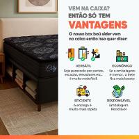 Cama Box Baú Lateral King Colchão Com Molas Ensacadas City Pillow Top 193x203x67cm Hellen Preto - 9