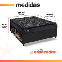 Cama Box Baú Queen Colchão Com Molas Ensacadas City Pillow Top 158x198x67cm Hellen Preto - 6