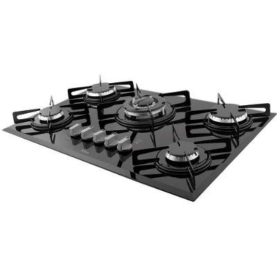 Cooktop a Gás Philco Cook Chef 5 TC 5 Queimadores Vidro Temperado Tripla Chama Preto Bivolt