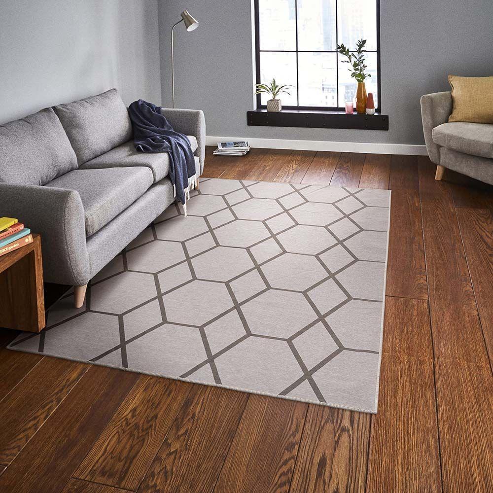 Tapete Para Sala Funcional Hexagonal 60 Areia 1,00x1,50m - 1