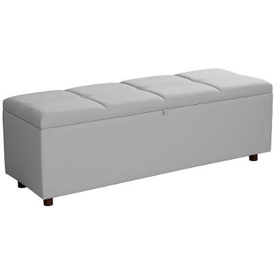 Baú Recamier Espanha Veludo Cinza 160 Cm