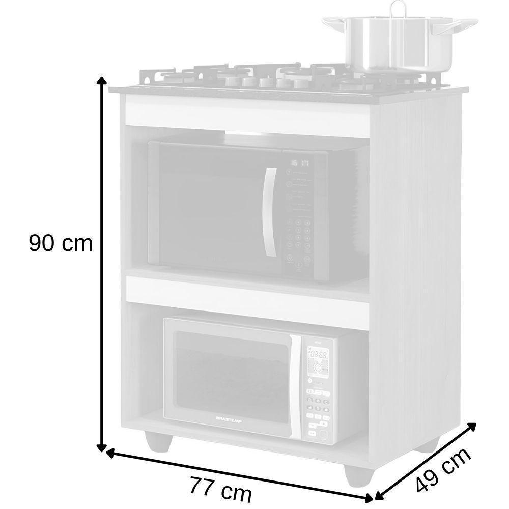 Balcão Para Cooktop 4 Bocas Turim Branco Kaiki Móveis - 3