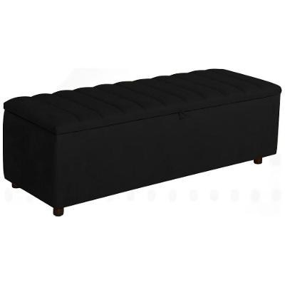 Baú Recamier Paris Veludo Preto 160 Cm