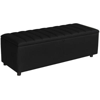Baú Recamier Paris Couro Preto 140 Cm