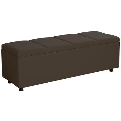 Baú Recamier Espanha Veludo Marrom 140 Cm