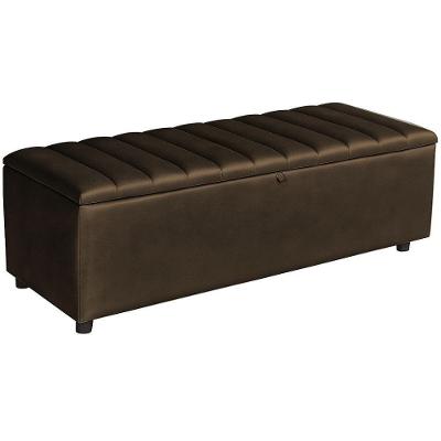 Baú Recamier Paris Couro Marrom 160 Cm