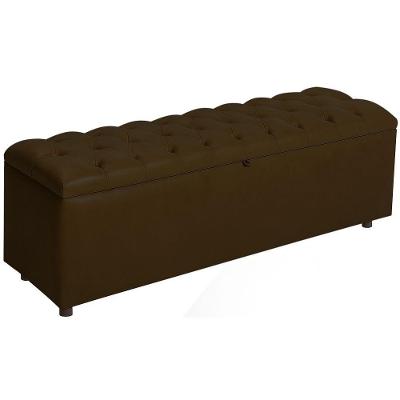 Baú Recamier Rominha Couro Marrom 160 Cm