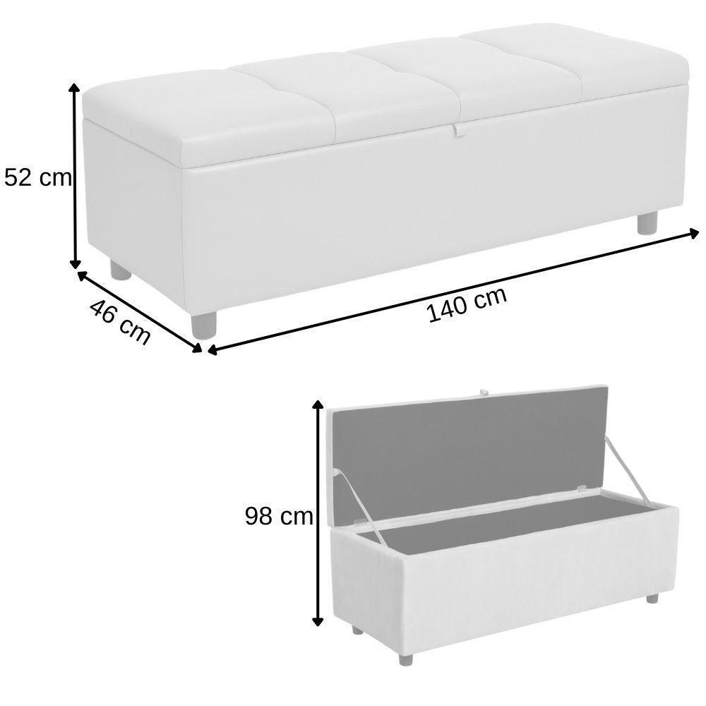 Baú Recamier Espanha Veludo Cinza 140 Cm - 2