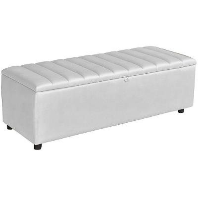 Baú Recamier Paris Couro Branco 140 Cm