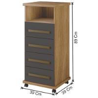 Balcão Piauí 4 Gavetas Cinamomo Grafite Arte Móveis - 3