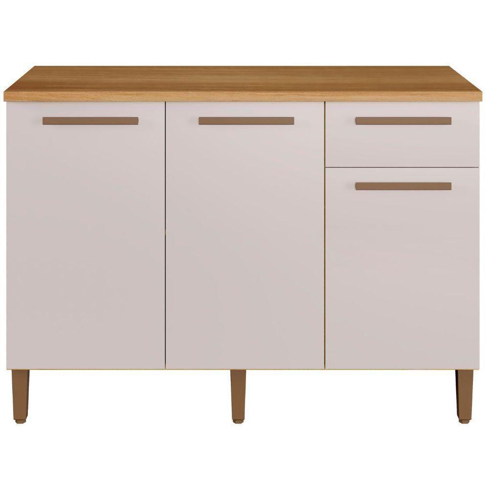 Balcão Imperial 3 Portas 1 Gaveta Cinamomo Off White Arte Móveis - 4