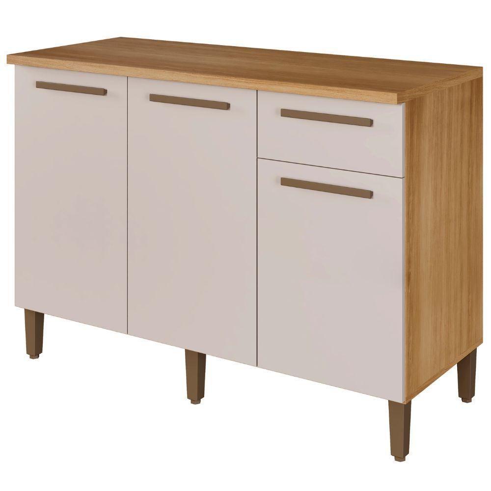 Balcão Imperial 3 Portas 1 Gaveta Cinamomo Off White Arte Móveis - 5