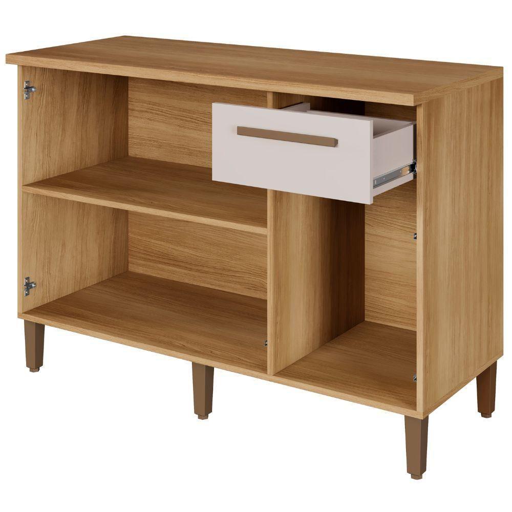 Balcão Imperial 3 Portas 1 Gaveta Cinamomo Off White Arte Móveis - 8