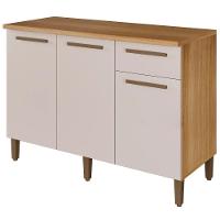 Balcão Imperial 3 Portas 1 Gaveta Cinamomo Off White Arte Móveis - 5