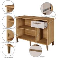 Balcão Imperial 3 Portas 1 Gaveta Cinamomo Off White Arte Móveis - 9