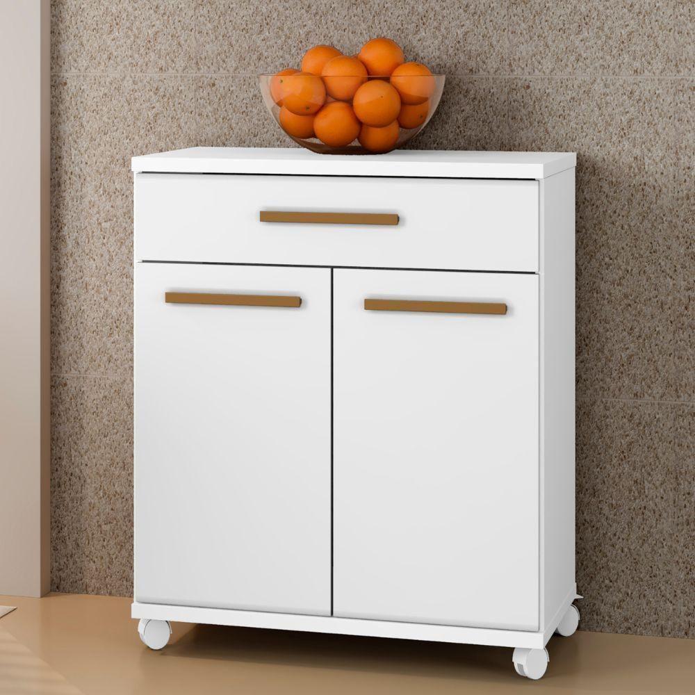 Balcão Londrina 2 Portas 1 Gaveta Branco Arte Móveis - 2