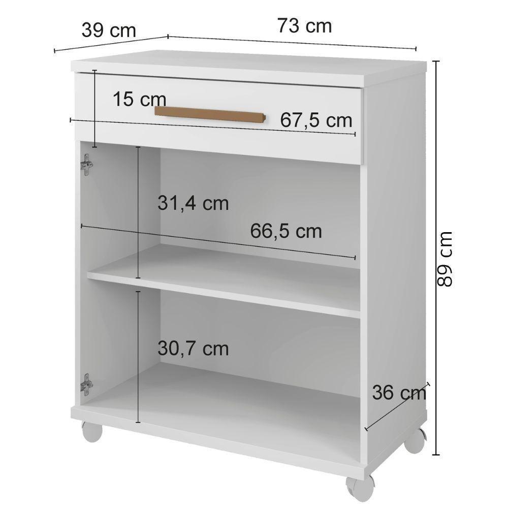 Balcão Londrina 2 Portas 1 Gaveta Branco Arte Móveis - 3