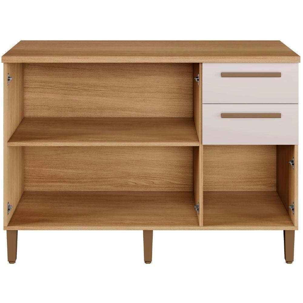 Balcão Diamante 3 Portas 2 Gavetas Cinamomo Off White Arte Móveis - 6