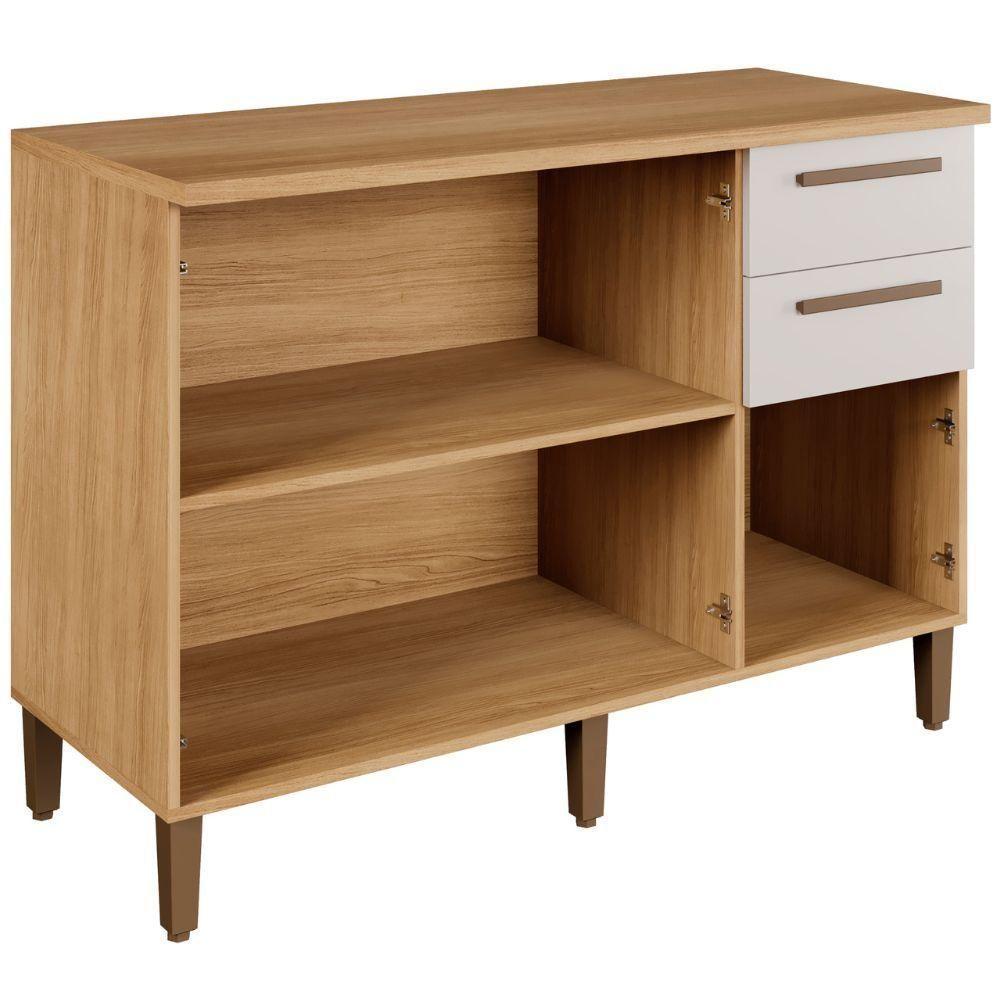 Balcão Diamante 3 Portas 2 Gavetas Cinamomo Off White Arte Móveis - 7