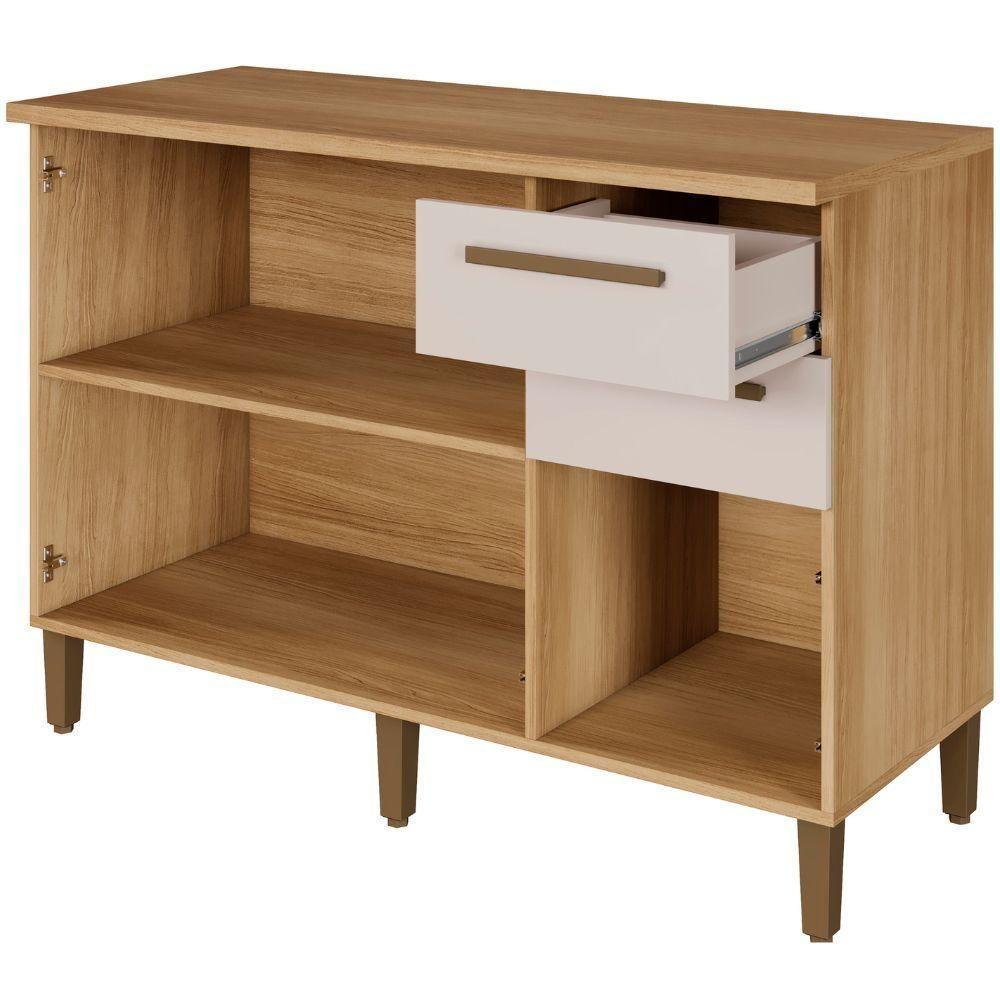 Balcão Diamante 3 Portas 2 Gavetas Cinamomo Off White Arte Móveis - 8