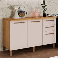 Balcão Diamante 3 Portas 2 Gavetas Cinamomo Off White Arte Móveis - 2