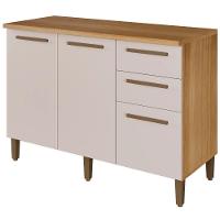 Balcão Diamante 3 Portas 2 Gavetas Cinamomo Off White Arte Móveis - 5