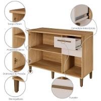 Balcão Diamante 3 Portas 2 Gavetas Cinamomo Off White Arte Móveis - 9