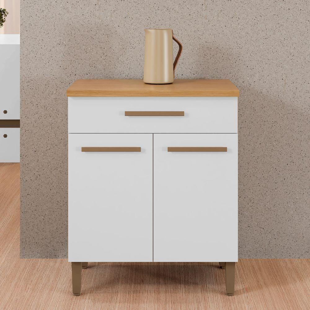 Balcão ômega 2 Portas 1 Gaveta Branco Arte Móveis - 2