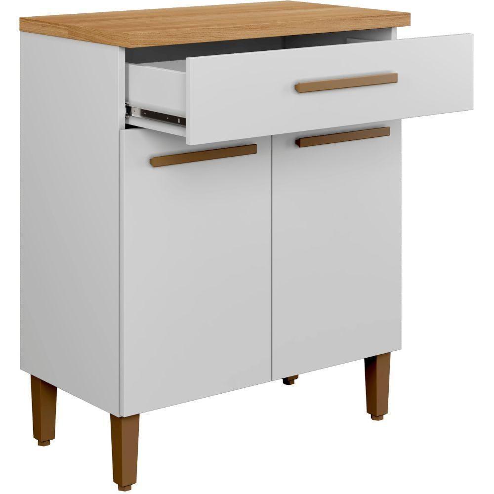 Balcão ômega 2 Portas 1 Gaveta Branco Arte Móveis - 5