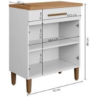 Balcão ômega 2 Portas 1 Gaveta Branco Arte Móveis - 3