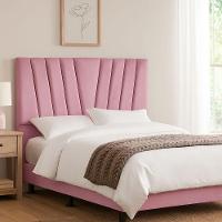 Cabeceira Cama Box Casal 140 Cm Ludmilla Em Suede Com Frame Cor:rosa - 2