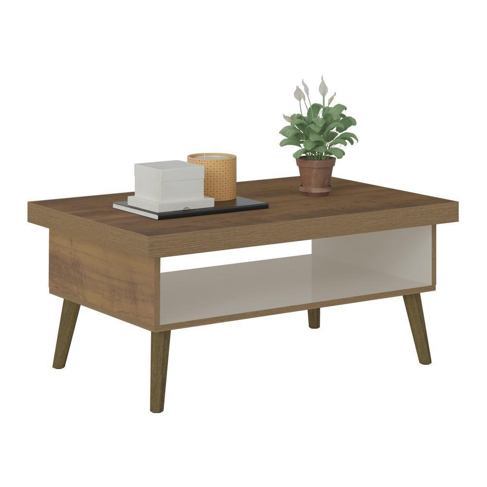 Mesa De Centro Retrô 91Cm Com Nicho Multimóveis Cr45149 Pinho/Off White Pinho/Off White - 6