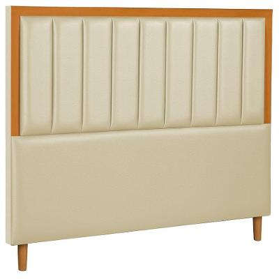 Cabeceira Estofada Casal Paris Couro Pérola 140 Cm