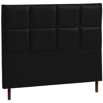 Cabeceira Estofada Casal Espanha Couro Preto 140 Cm