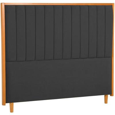 Cabeceira Estofada Queen Imperial Veludo Chumbo 160 Cm