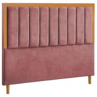 Cabeceira Estofada Queen Paris Veludo Rosa 160 Cm - 1