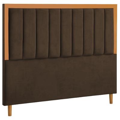 Cabeceira Estofada Casal Paris Veludo Marrom 140 Cm