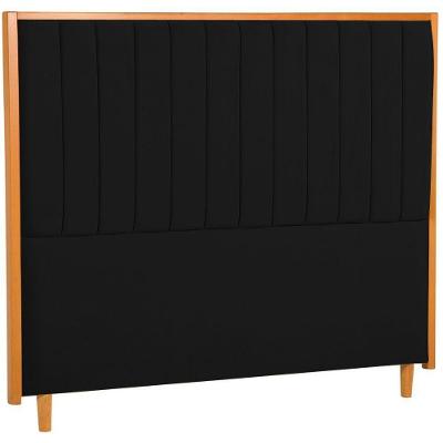 Cabeceira Estofada Queen Imperial Veludo Preto 160 Cm