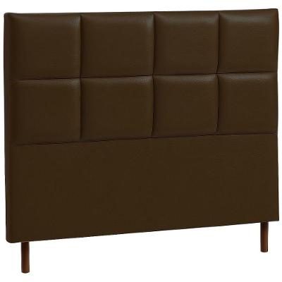 Cabeceira Estofada Casal Espanha Couro Marrom 140 Cm