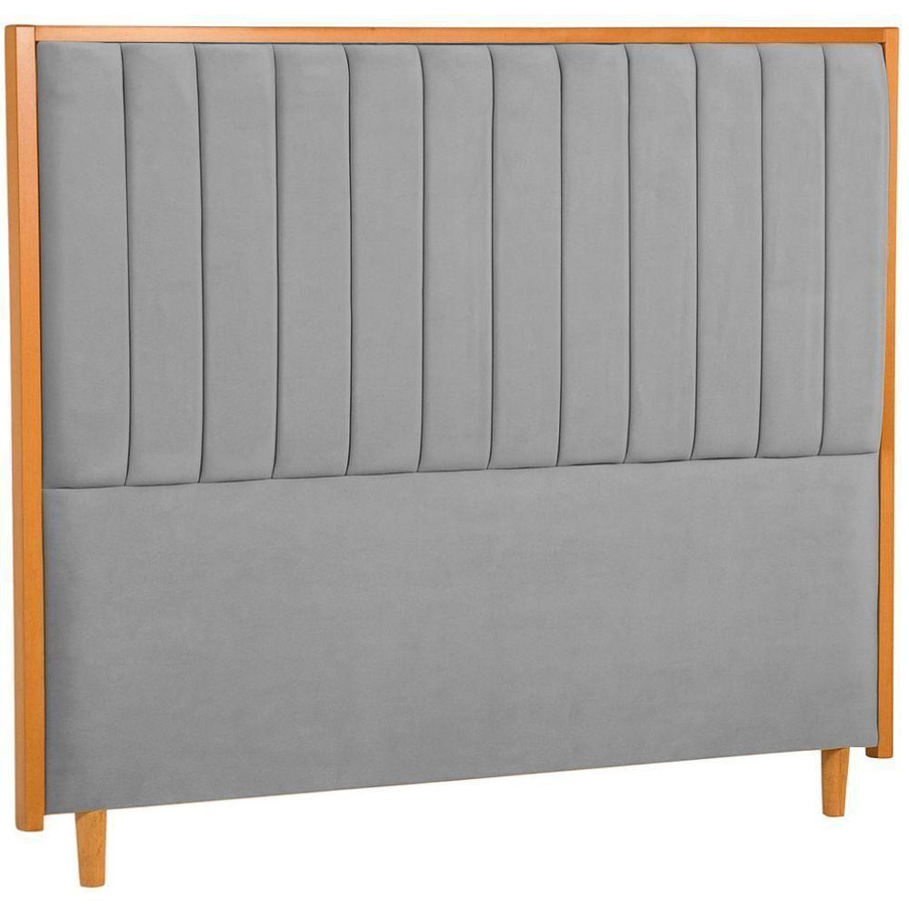 Cabeceira Estofada Queen Imperial Veludo Cinza 160 Cm - 1