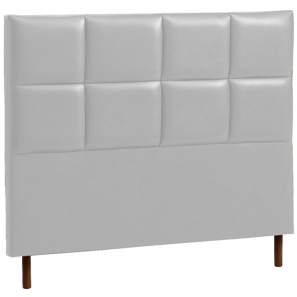 Cabeceira Estofada Queen Espanha Couro Cinza 160 Cm - 1