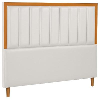 Cabeceira Estofada Casal Paris Couro Branco 140 Cm