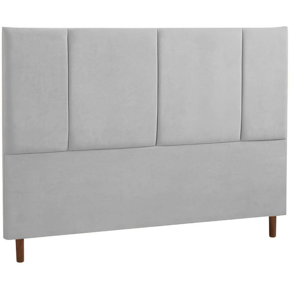 Cabeceira Estofada Queen Panamá Veludo Cinza 160 Cm - 1