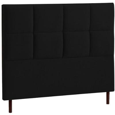 Cabeceira Estofada Casal Espanha Veludo Preto 140 Cm