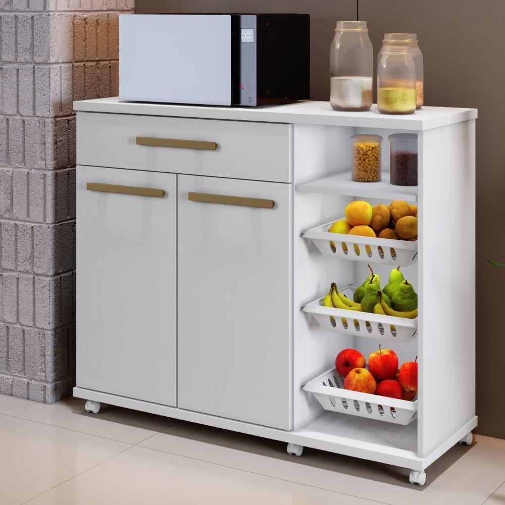 Fruteira Salinas 2 Portas 1 Gaveta Branco Arte Móveis - 2