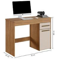 Escrivaninha Atenas 1 Porta 1 Gaveta Cinamomo Off White Arte Móveis - 2