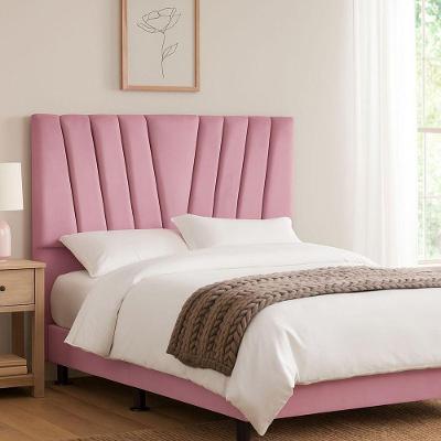 Cabeceira Estofada Solteiro 90 Cm Lizza Em Suede Com Frame Cor:rosa