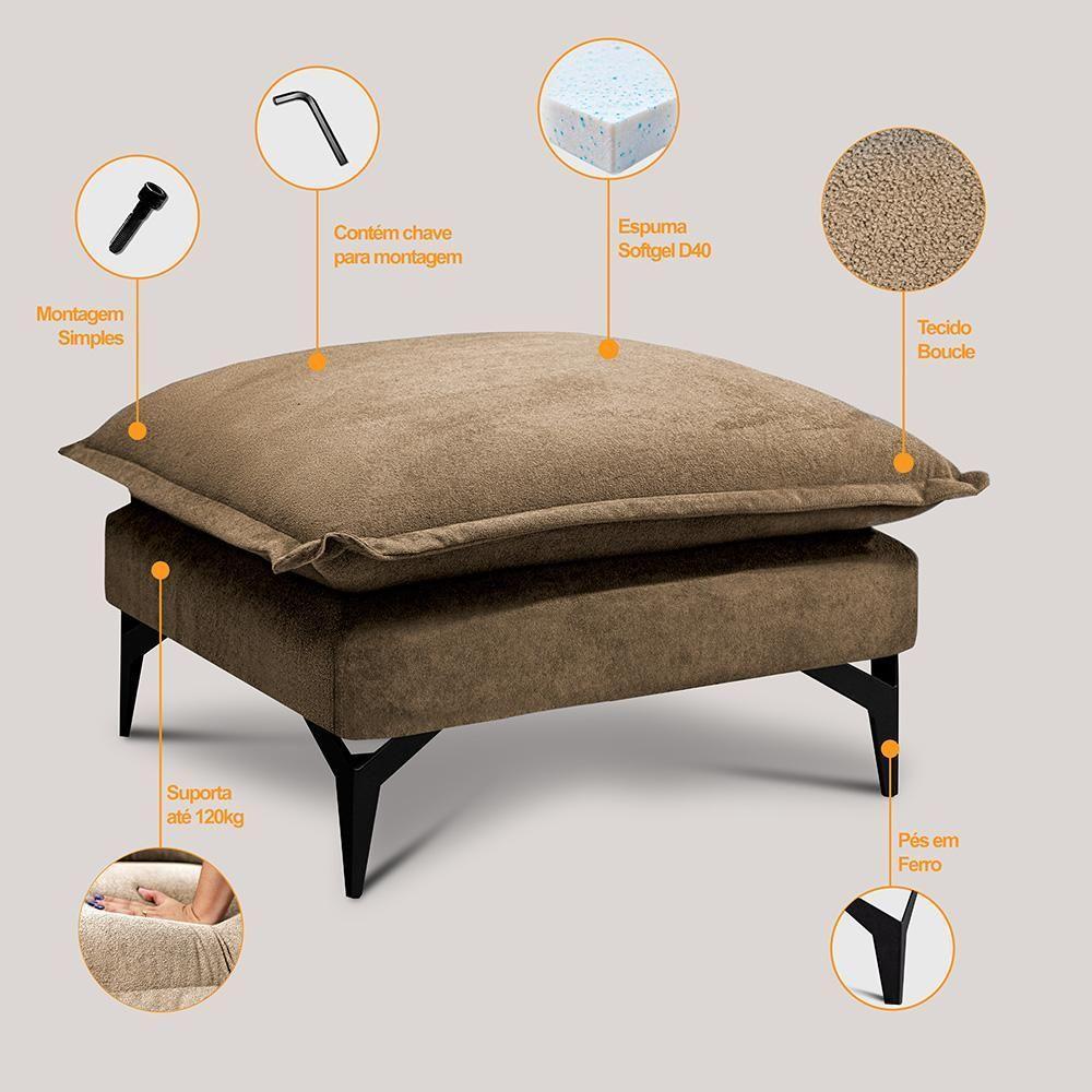 Chaise Modular Boma. 60x70x40cm Boucle Sofá Inbox Caramelo. - 7