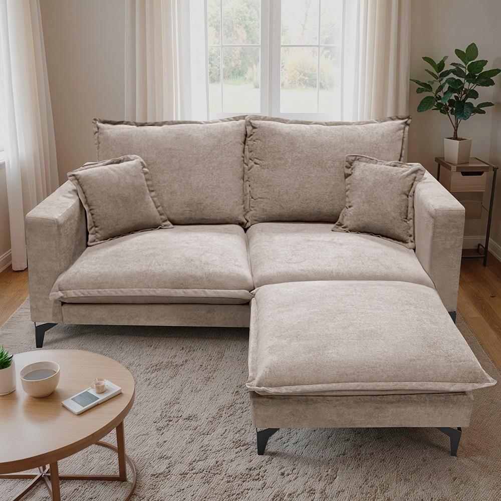 Chaise Modular Boma. 60x70x40cm Boucle Sofá Inbox Bege Claro - 7